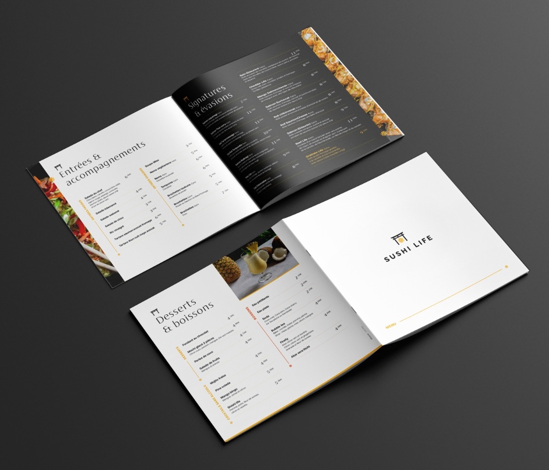 Menu réalisé par Nidyanet pour Sushi Life