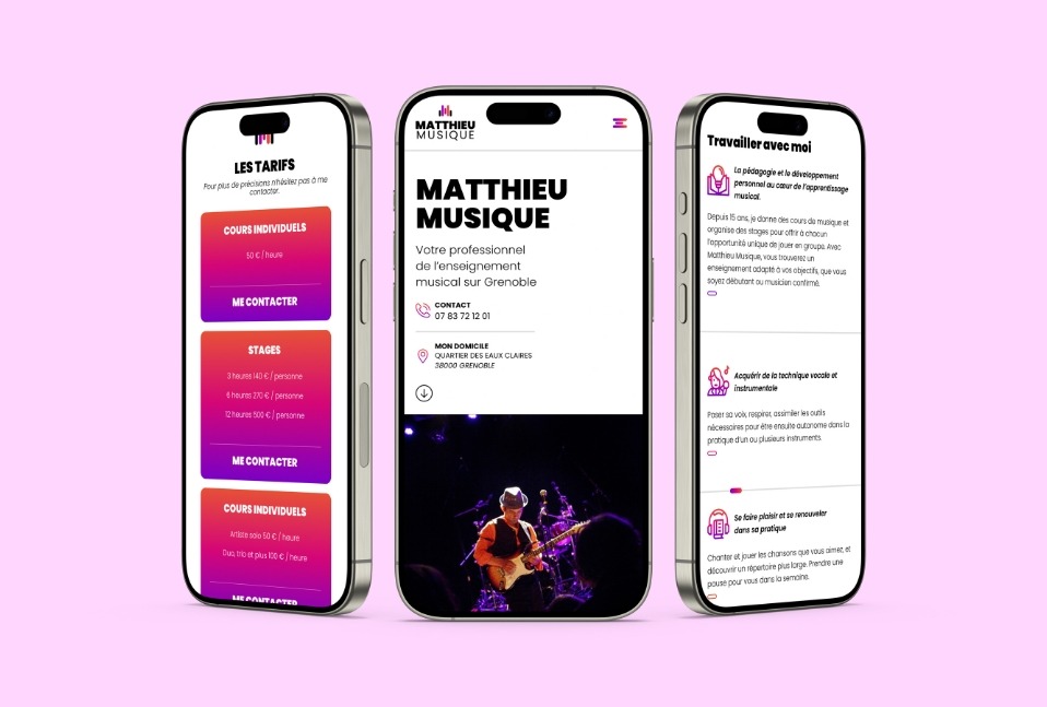 Version mobile et responsive réalisé par Nidyanet pour Matthieu Musique