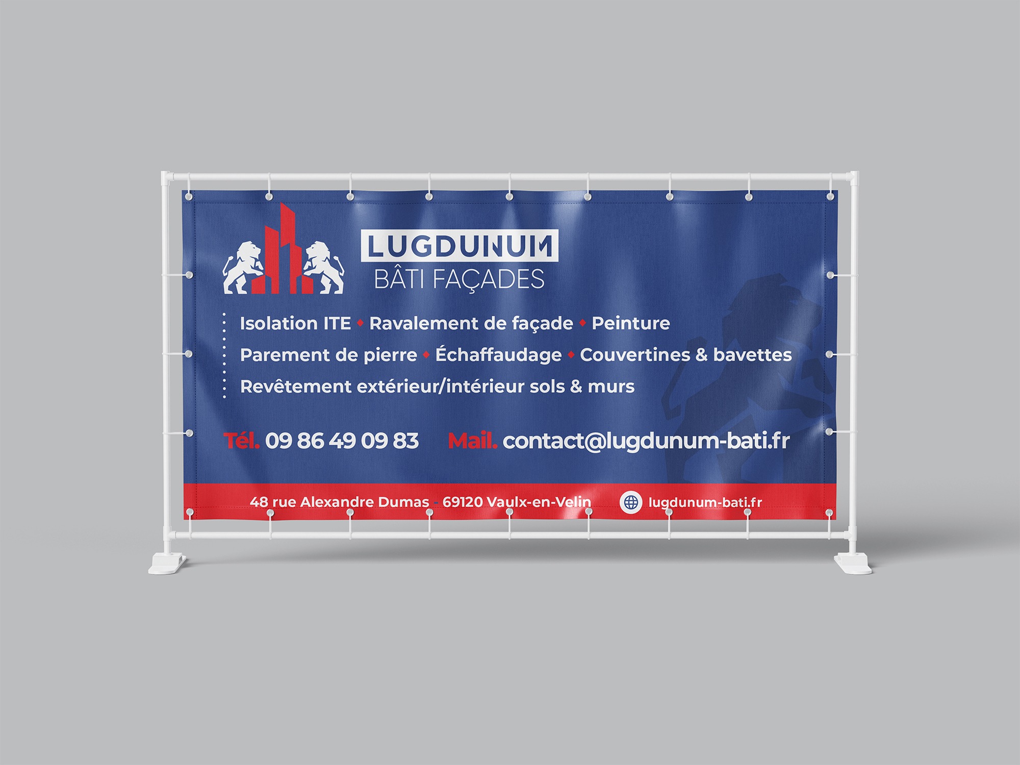 Bâche de chantier réalisé par Nidyanet pour Lugdunum Bâti Façades