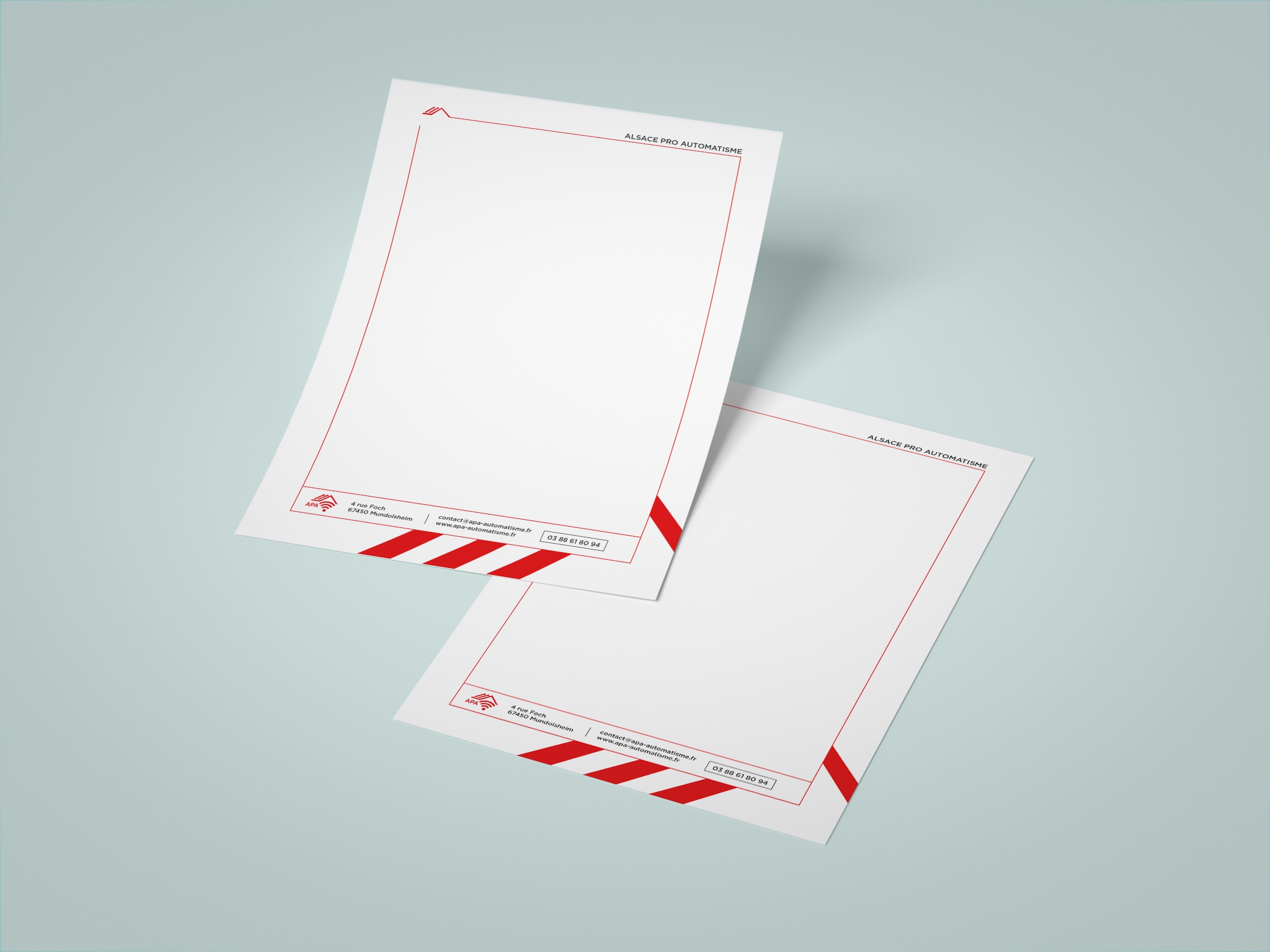 Papier à en-tête réalisé par Nidyanet pour APA Automatisme