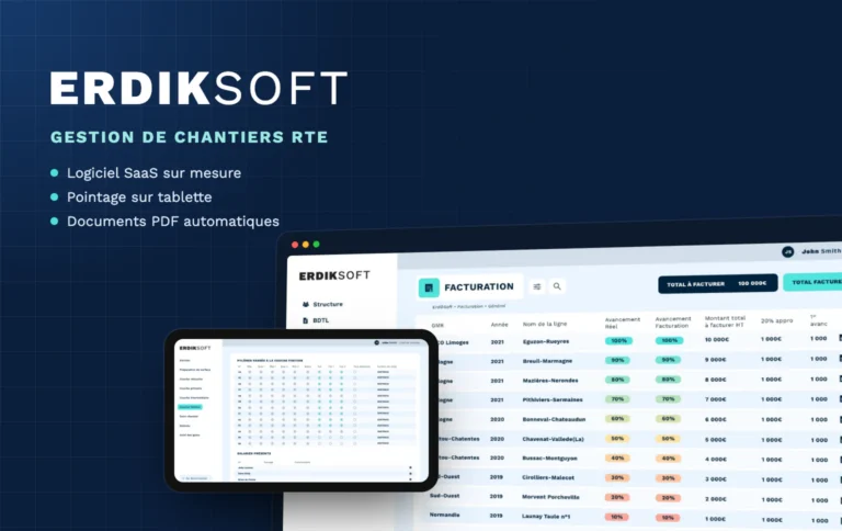 ErdikSoft, logiciel SaaS sur mesure de gestion de chantiers RTE conçu par Nidyanet pour Erdik Peinture