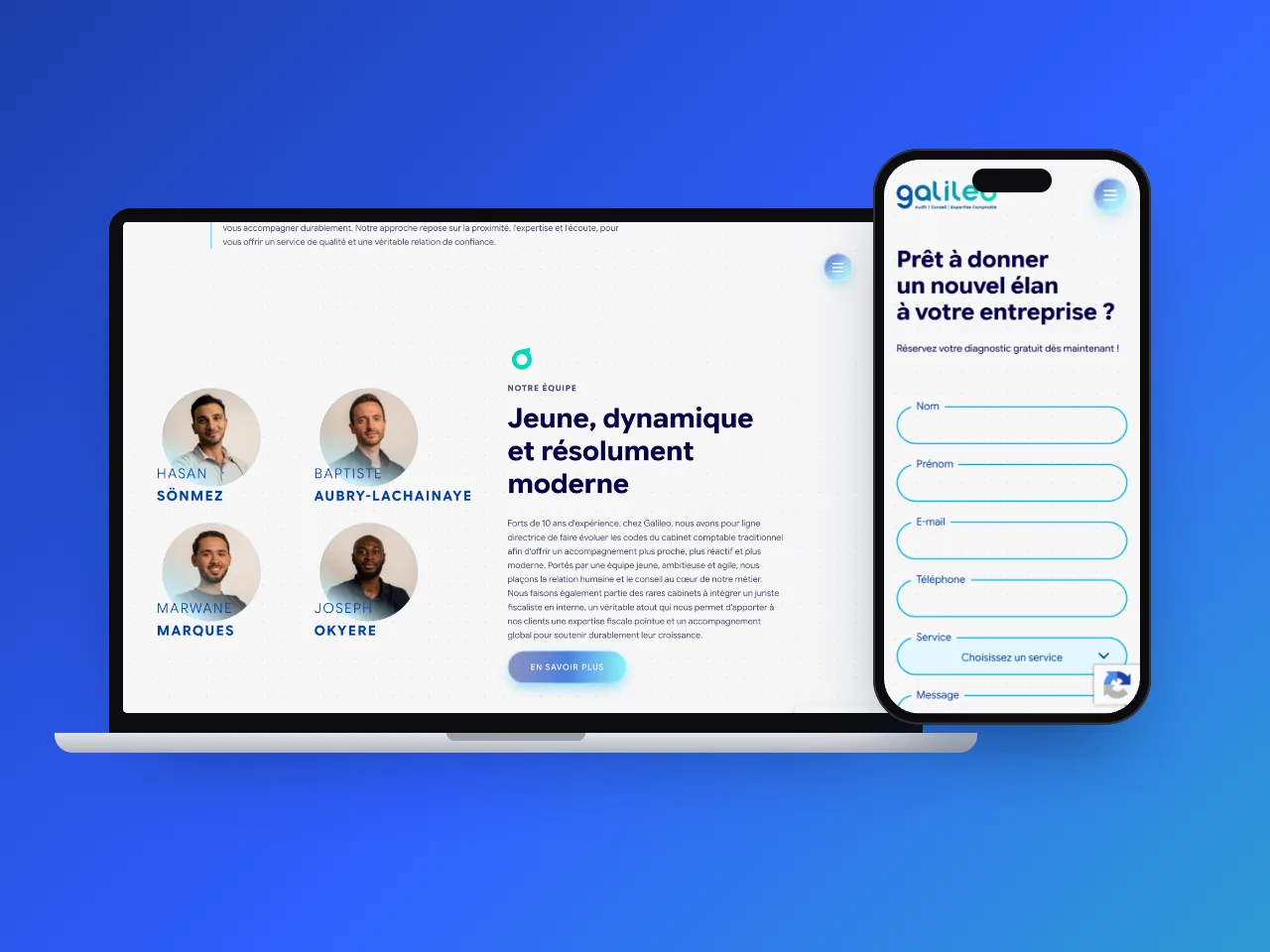 Équipe et diagnostic gratuit du site Galileo Conseil réalisé par Nidyanet