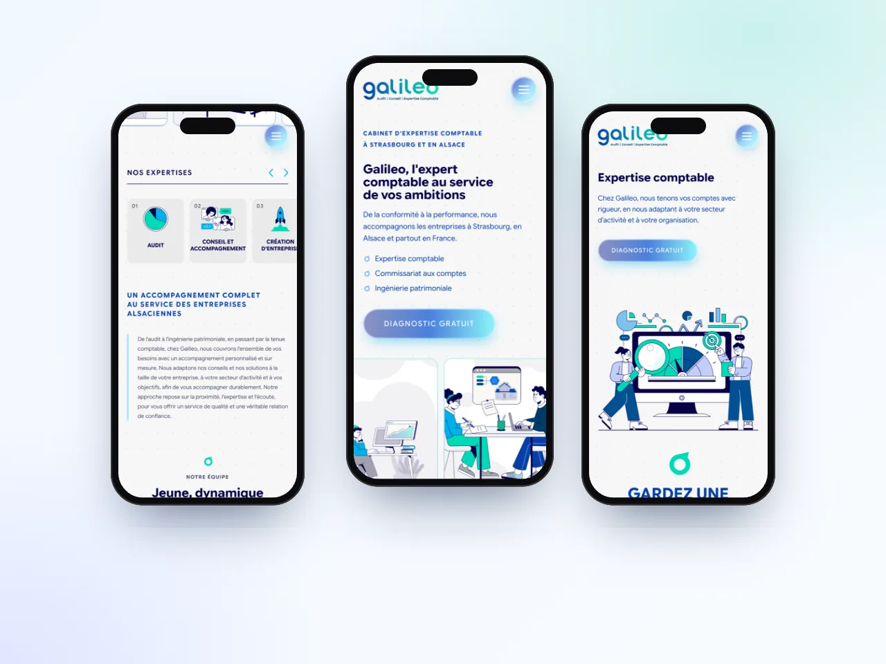 Version mobile du site Galileo Conseil réalisé par Nidyanet