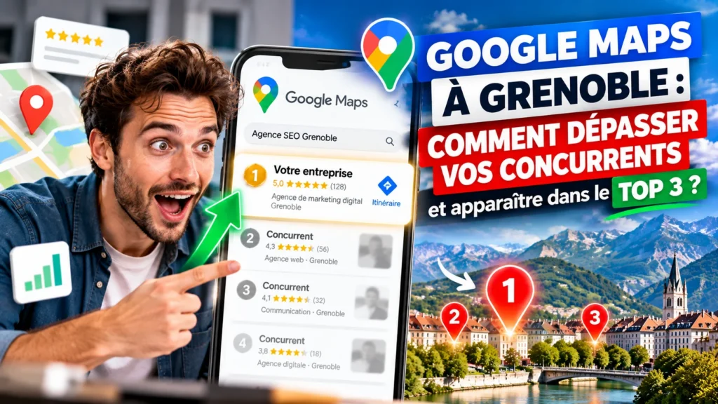 Google Maps à Grenoble : un entrepreneur montre sa fiche en première position devant ses concurrents dans les résultats locaux