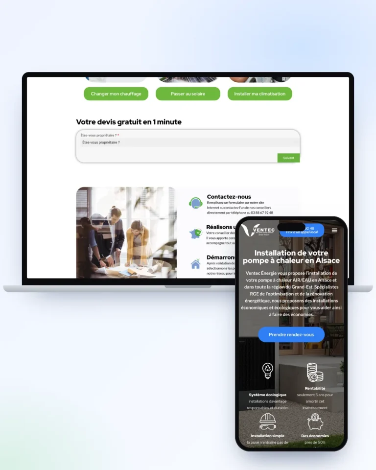 Formulaire de devis gratuit en 1 minute du site Ventec Énergie